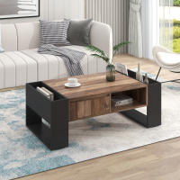 Mesa de Centro de Veta de Madera With Cajones sin ASA, Caja de almacenamiento y Caja de almacenamiento trasero, almacenamiento de doble cara. Heno compartimientos de almacenamiento En ambos. Mesa de Centro para Sala de estar, Espacio de almacenamiento - details 1