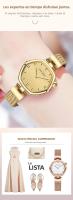 Reloj De Cuarzo Hannah Martin Para Mujer Con Correa De Malla De Acero Inoxidable Y Movimiento Importado Moda Geométrica Resistente Al Agua Y Al Choque - details 9