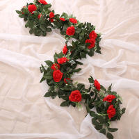 Vine De Rosas Artificiales De Seda Para Decoración De Pared Y Bodas Arreglo Floral Romántico Para Hogar Y Navidad Plantas Falsas Con Hojas - details 5
