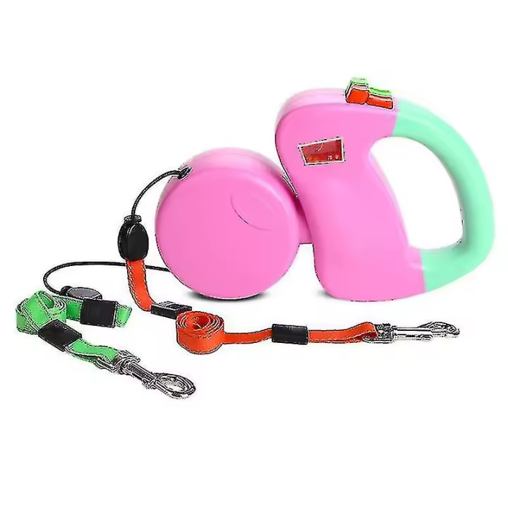 Correa de Perro retráctille Doble-Cabeza with cerradura extensible Correa para mascotas Envío free - 1