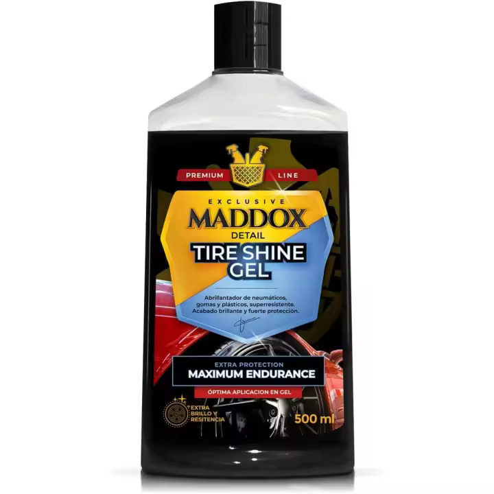 Maddox Detail - Tire Shine Gel 500ml | Hidratador de Plasticos Coche | Abrillantador de Neumaticos | Hidratador de Gomas Coche con Función Protectora y Renovadora | Contra Polución y Rayos Solares - 1