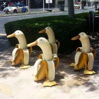 Estatua Creativa De Jardín DUCK Banana Figura De Banano Pelado Para Arte De Jardín Exterior Ornamento Para Escritorio Del Hogar O Jardín - details 7