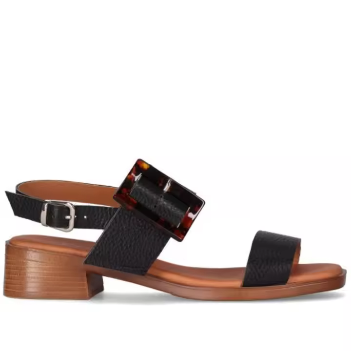 Chika10 sandalia con tacon bajo para mujer binka 04 color negro - 1