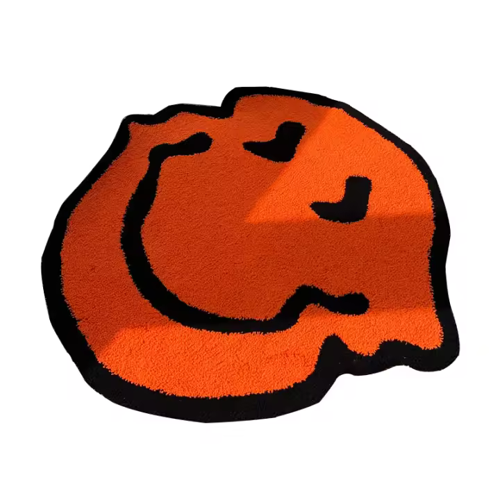 Alfombra Suave De Acrílico Tejida a Mano Diseño Sonriente Torcido Decoración Para Habitación Y Baño Alfombra Fluffy Independiente - 1