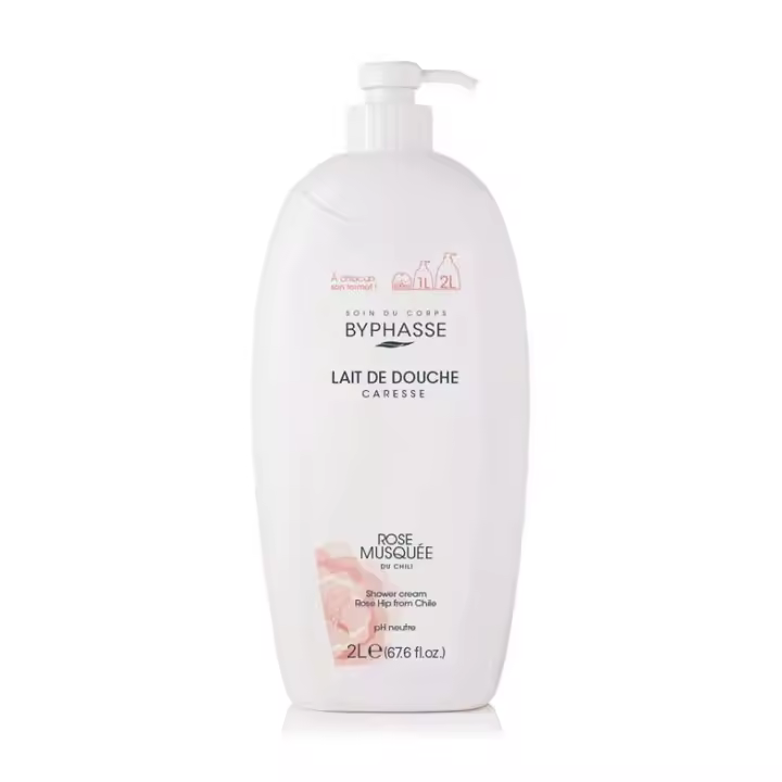 GEL CREMA DE DUCHA BYPHASSE CARESSE ROSA MOSQUETA Formato XL de 2 LITROS - 1