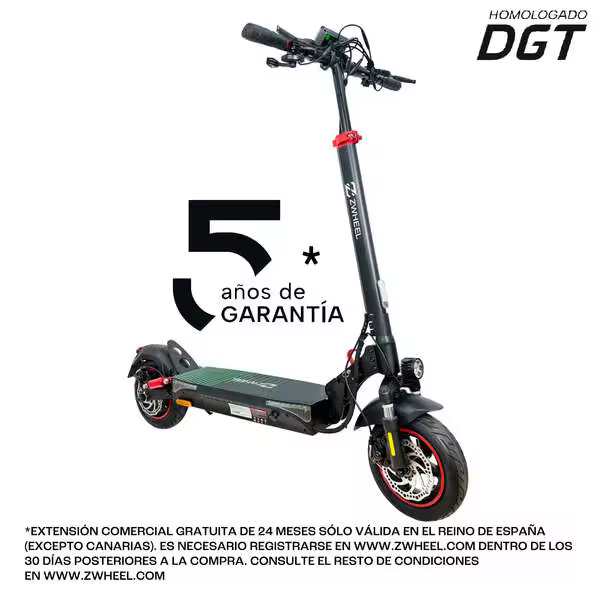 Zwheel zrino se patinete electrico motor 600w - suspension delantera y trasera - velocidad hasta 25km/h - autonomia hasta 35km - 3 modos de conduccion - carga maxima 120kg - ruedas 10” - 1