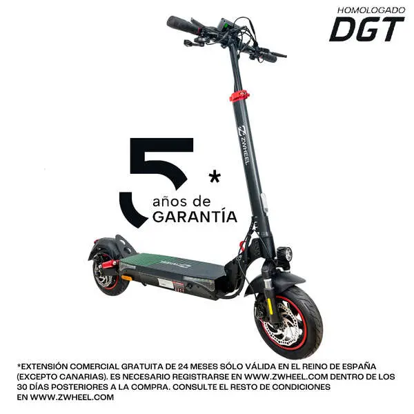 Zwheel zrino se patinete electrico motor 600w - suspension delantera y trasera - velocidad hasta 25km/h - autonomia hasta 35km - 3 modos de conduccion - carga maxima 120kg - ruedas 10” - 1