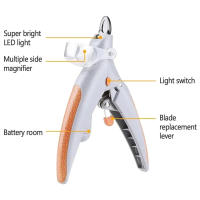 Tijeras De Uñas Para Mascotas LED Con Función De Amplificación Herramienta Especial Para Cortar Uñas De Perros Y Gatos Suministros De Aseo Para Mascotas - details 0