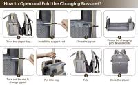 Mochila plegable para cuna, bolso cambiador de pañales portátil, mochila para biberones, gran capacidad, impermeable, artículos esenciales para recién nacidos - details 9