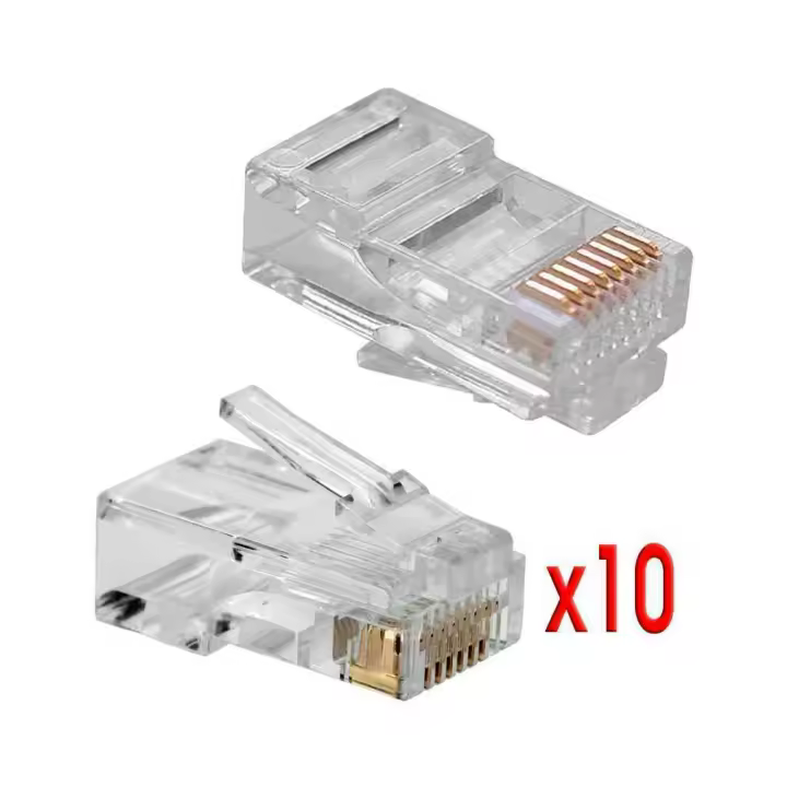 10x Conectores RJ45 CAT 5e para Cable de Red Ethernet Clavija Lan para Crimpadora - 1