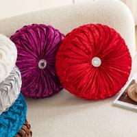 Almohada redonda de terciopelo con forma de rueda y diseño de flor de hielo para sofá, mesita de noche, ventana salediza, futón, almohada de calabaza - details 3