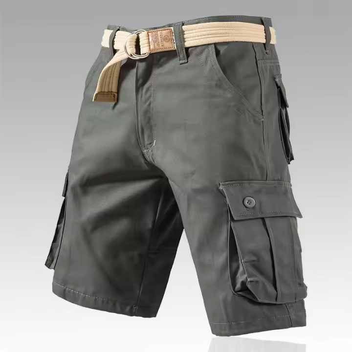 Shorts Casuales Para Hombre Color Gris Estilo Estadounidense Malla Transpirable Y Cómoda Pantalones De Campaña Deportivos Al Medio Tamaño Bermuda - 1