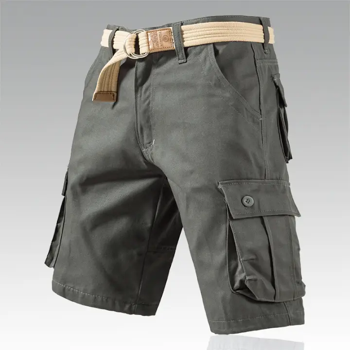 Shorts Casuales Para Hombre Color Gris Estilo Estadounidense Malla Transpirable Y Cómoda Pantalones De Campaña Deportivos Al Medio Tamaño Bermuda - 1