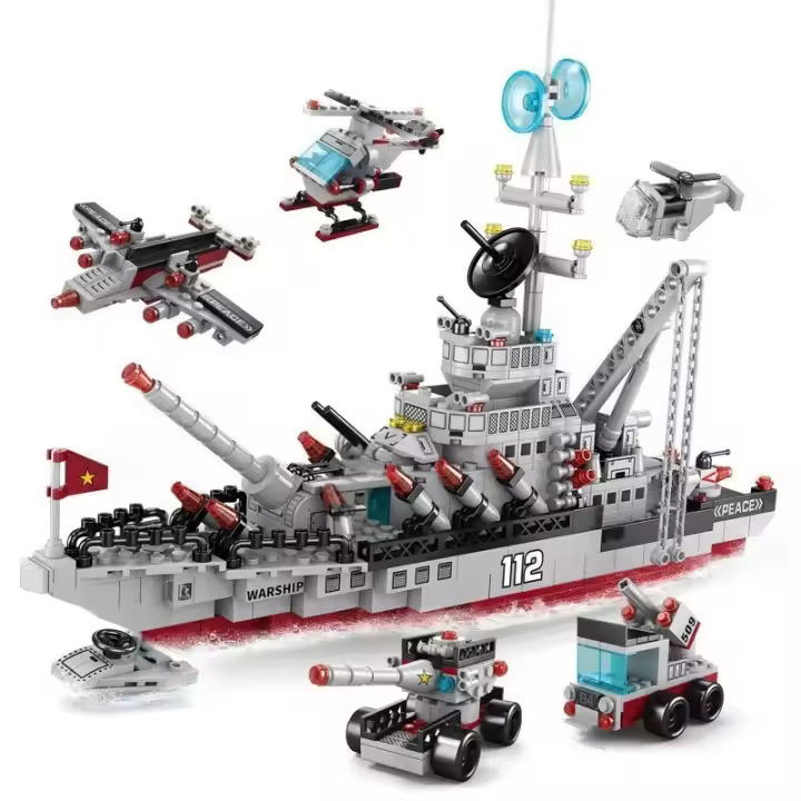 Bloques De Construcción Militar 562pcs 8en1 Barco De Batalla Avión Camión Tanque Para Juguete Infantil Edad Recomendada 6Años+ - 1