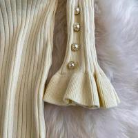 Vestido Largo De Punto Con Volantes YuooMuoo Estilo Francés Romántico Elegante Y Ajustado Para Mujer Con Manga Mariposa Mid-Calf Para Fiesta - details 19