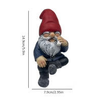 Estatua De Gnome Jardín Divertida Mago Fumador Gnome Anciano Con Barba Blanca Joven Escultura De Jardín Para Decoración De Habitaciones - details 1
