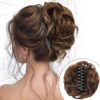 Extension De Pelo Rizado Y Enredado Para Mujer Scrunchie Chignon Sintético Estilo Updo Peça De Cabelo Artificial De Fibra De Alta Temperatura - details 0