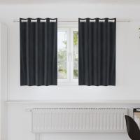 Cortinas Opacas vidaXL con Ojales 2 pcs Gris Oscuro Terciopelo - details 0