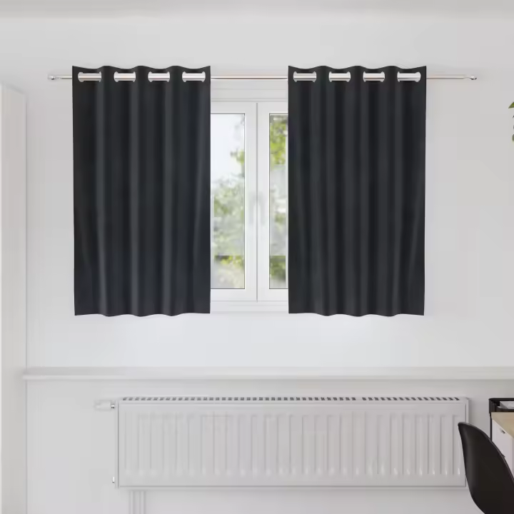 Cortinas Opacas vidaXL con Ojales 2 pcs Gris Oscuro Terciopelo - 1