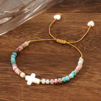 Pulsera Bohemia Para Mujer Con Concha Corazón De Melocotón Y Piedra Natural Ajustable Regalo Diario Estilo Bohemio - details 1