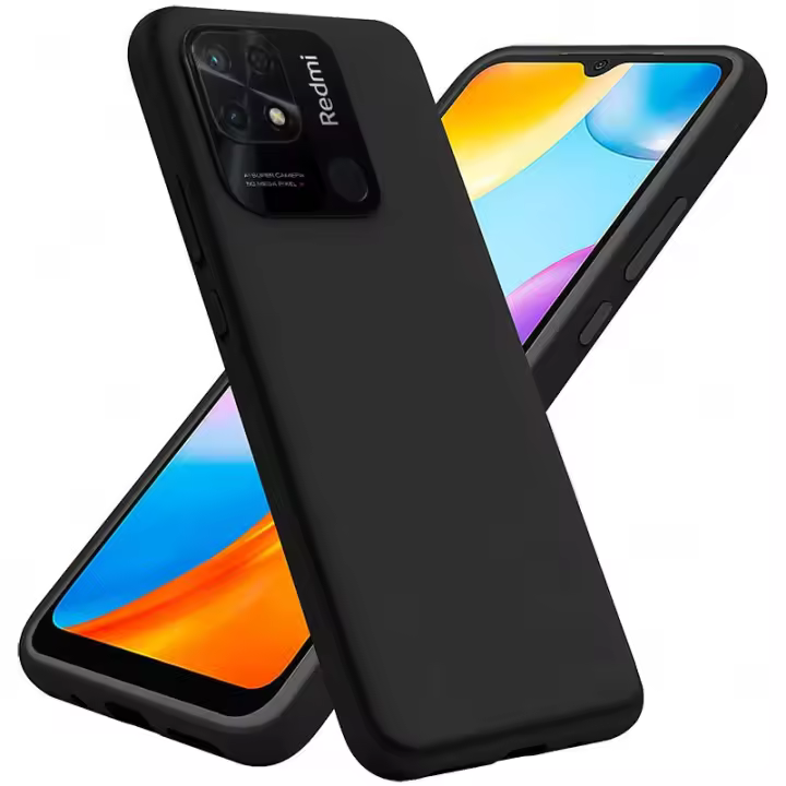 Funda + Protector Cristal Templado Xiaomi Redmi 10C, Gel TPU Silicona Suave, Negro/Transparente, Meloenvias mle18 - 1