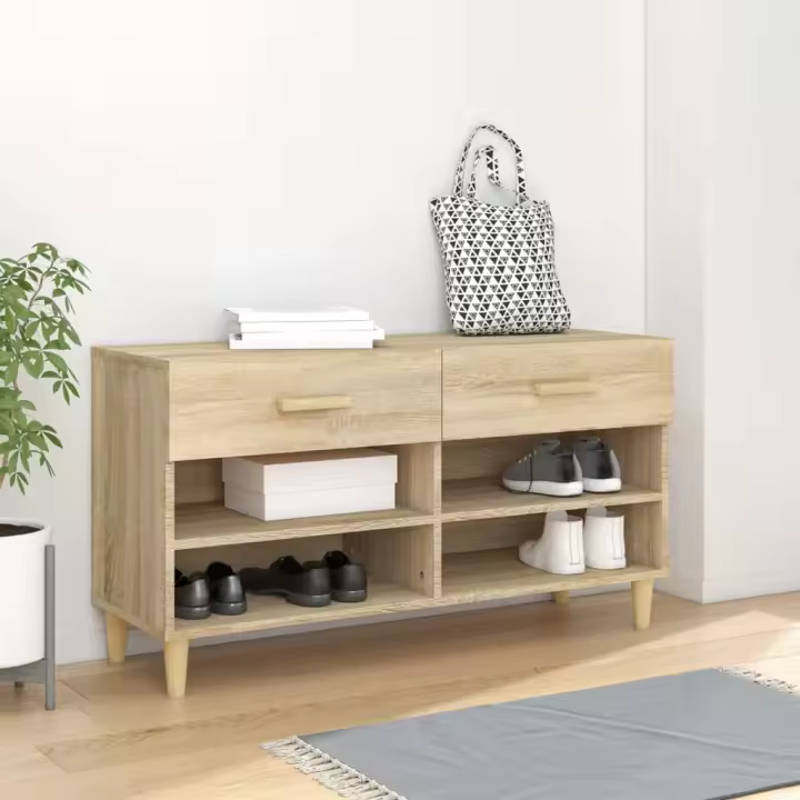 vidaXL Mueble zapatero madera contrachapada roble Sonoma 102x35x55 cm - 1