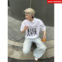 Camiseta Retro Estadounidense Para Hombre Verano 2025 Con Estampado Abstracto Borroso Manga Corta Estilo Casual Y2k Ropa Maleña - details 5