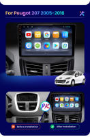 AWESAFE inalámbrico CarPlay Android Auto Radio para Peugeot 207 207CC 2006 2007 2008 2009 2010 2011 2012 2013 2014 2015 coche reproductor multimedia GPS 2 din autoradio volante controles RDS Bluetooth - details 3
