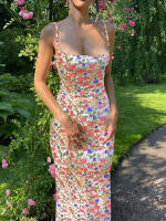 Vestido Largo Sin Mangas Elegante Para Mujer Hawthaw Con Estampado Floral Bodycon Espalda Descubierta Para Verano 2024 - details 24