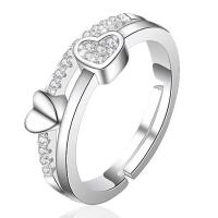 Anillos Mujer Plata de Ley 925 Anillo de Corazón Ajustable - details 0