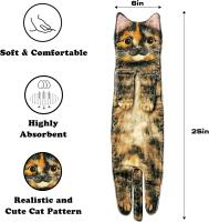 Divertidos Gatos Toalla de Mano-Decoración Gato Toalla Colgantes para Baño Trapos de Cocina-Animal Absorbente suave Toallas-regalos Graciosos Para Originales Mujer Amantes de Los Gatos-Carey-YR - details 0