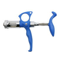 Siringa Inoculadora Automática Para Ponedoras De Pollo 5ml Con Aguja De Doble Agujero Vacuna Contra Pox De Gallo Material Acero Inoxidable + Plástico Color Azul Y Plateado - details 3