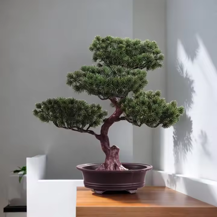 Arbusto De Bonsái Artificial En Maceta Decoración Para Escritorio Resistente Para Terraza Y Ventanas Ilusión De Vida Material PP - 1