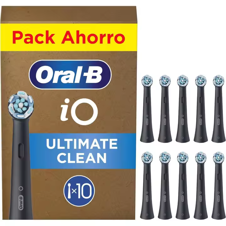 Oral-B Series iO Ultimate Clean Cabezales De Recambio Originales, Pack de 10 Recambios Negros Para Cepillos De Dientes Eléctricos Oral-B iO, Eliminación Profunda De La Placa Bacteriana - 1