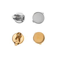 10pcs Base De Pendientes Con Clip En Acero Inoxidable Para Cabochón De Vidrio DIY Suministros De Joyería Ajuste round Flat Back Tray - details 4