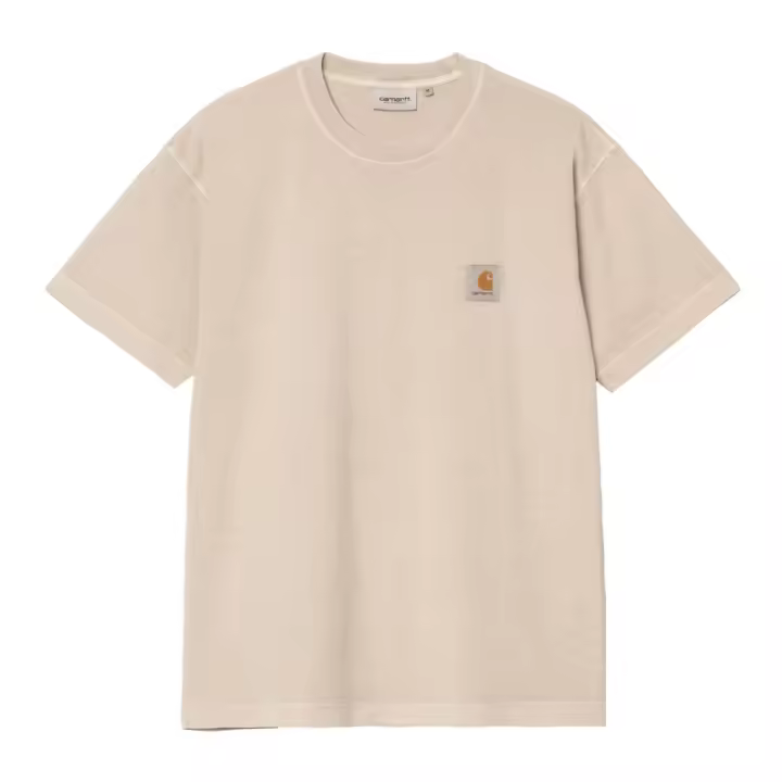 Camiseta Beige Carhartt Nelson T-Shirt Fleur de Sel Garment Dyed de Corte Holgado - 1
