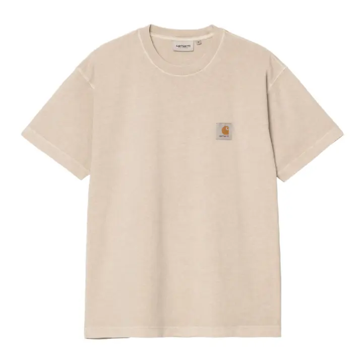 Camiseta Beige Carhartt Nelson T-Shirt Fleur de Sel Garment Dyed de Corte Holgado - 1
