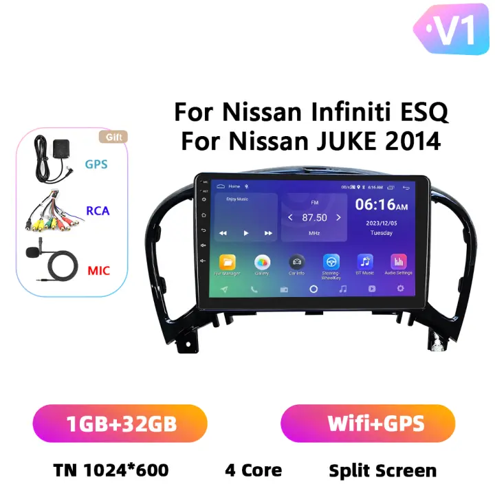 Podofo Radio de coche Android 2 Din para Nissan Infiniti ESQ Nissan Juke 2014 Carplay 8+128GB AI Voice WIFI+4G DSP GPS Navegación Multimedia Reproductor de Video - 1