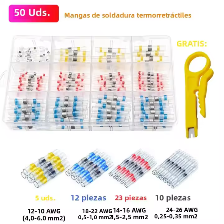 Kit De Conectores Eléctricos Impermeables Para Cableado Automotriz Y Marina Terminales De Conducción Crimpadas De Shrinkaje Calentado 50-800 Piezas - 1