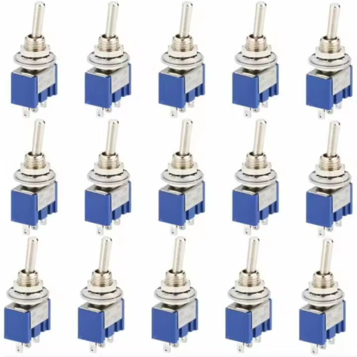 Interruptor Basculante 15 Piezas AC 125 V 6 A ON-OFF 3 Pines 2 Posiciones SPDT Automóvil Azul - 1