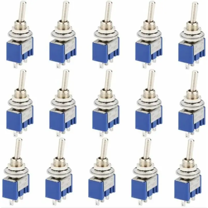 Interruptor Basculante 15 Piezas AC 125 V 6 A ON-OFF 3 Pines 2 Posiciones SPDT Automóvil Azul - 1