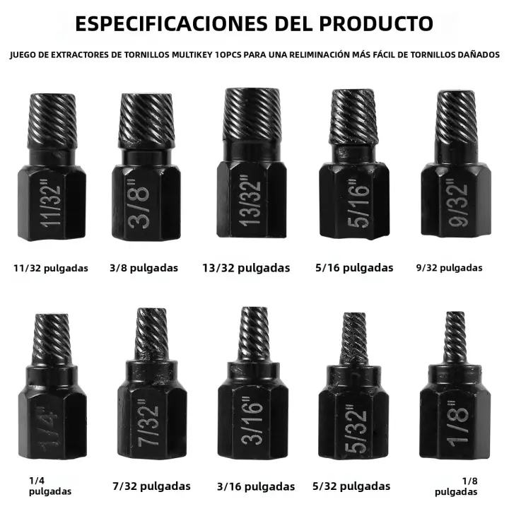 Kit De Extraedor De Tornillos Dañados 17Pcs Con Cabeza Hexagonal Herramienta Para Retirar Tornillos Y Ejes Metálicos Uso Doméstico - 1