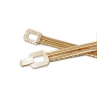 Cinturón Grueso de Mujer con Cadena de metal y cinturón elástico ajustable Dorado y Plisado. - details 2