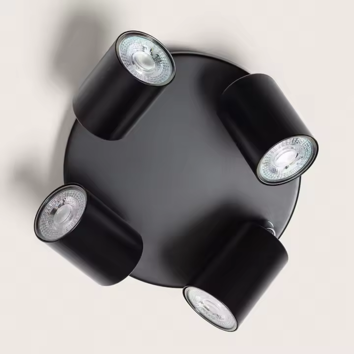 Lámpara de Techo Orientable Circular Metal 4 Focos Albus Black - 1