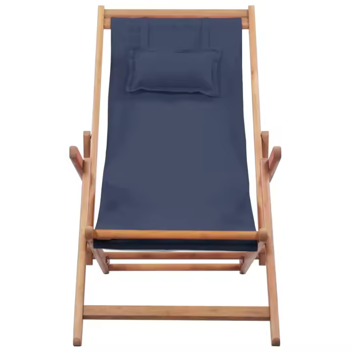 Silla de Playa plegable de Tela y Estructura de Madera Azul - 1