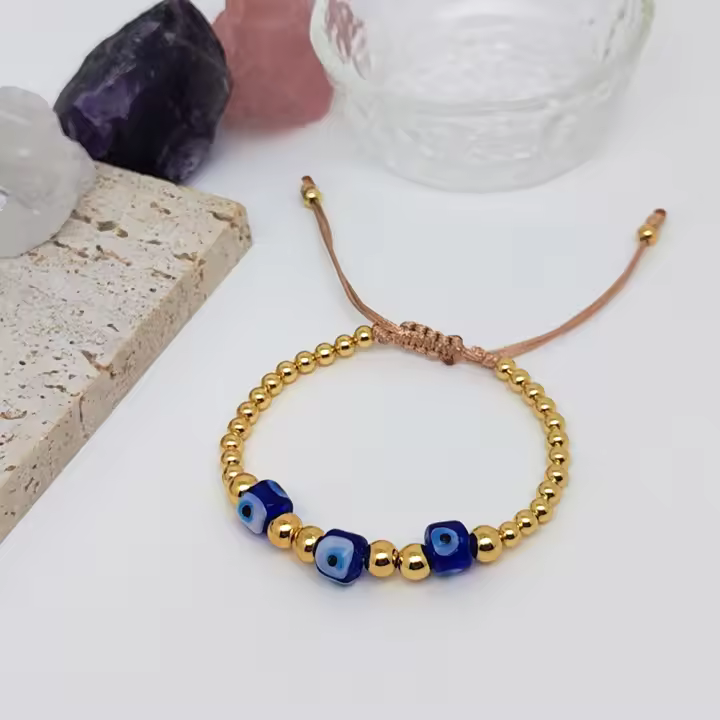 Pulseras De Ojos Turcos Múltiples Colores Para Mujer Con Cuentas Plateadas Doradas Accesorios De Moda Bohemia Geométricas - 1