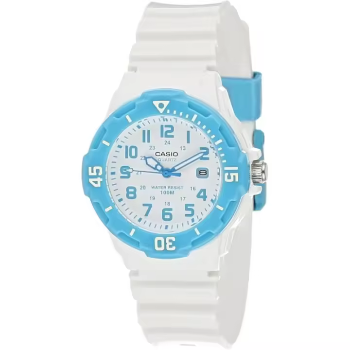 CASIO LRW-200H-2B Reloj de Pulsera Analógico con calendario para mujer o niña Color Blanco - Azul correa de caucho LRW200H2BAZUL - 1