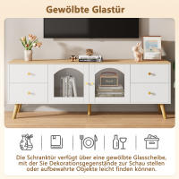 Mueble TV with almacenamiento, decorative mueble with 2 Puertas laterales Cristal Templado, entretenimiento TV Mesa decorative en Diseño Curvo, adecuada para Comedor, Salón, Zona de entrada, decoración en Madera Blanca - details 3