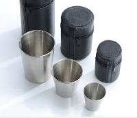 Juego De 4 Copas De Acero Inoxidable Para Viajes Prácticas Mini Tazas Para Whisky Vino Con Estuche Portátil 30ml/70ml/170ml - details 6