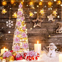 Adornos De Navidad 5/10Pcs Flor Plateada Brillante Para Decoración De Árbol Y Hogar Tamaño 11/16cm Ornaments De Año Nuevo Xmas - details 2